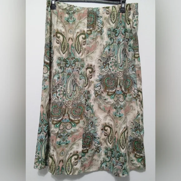 Requirements Paisley A-Line Skirt in Teal, Blush & Cream - Size 16 - Picture 3 of 6